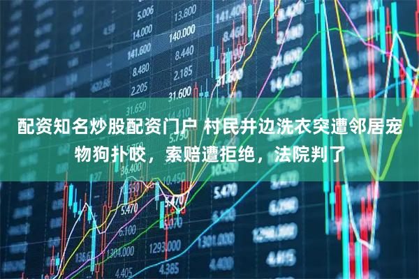 配资知名炒股配资门户 村民井边洗衣突遭邻居宠物狗扑咬，索赔遭拒绝，法院判了